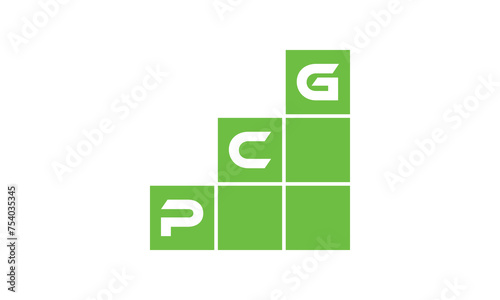 PCG initial letter financial logo design vector template. economics, growth, meter, range, profit, loan, graph, finance, benefits, economic, increase, arrow up, grade, grew up, topper, company, scale photo