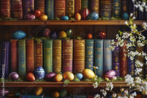 Easter Egg Hunt with a Literary Twist: Vibrant Eggs Concealed Among Beloved Books
