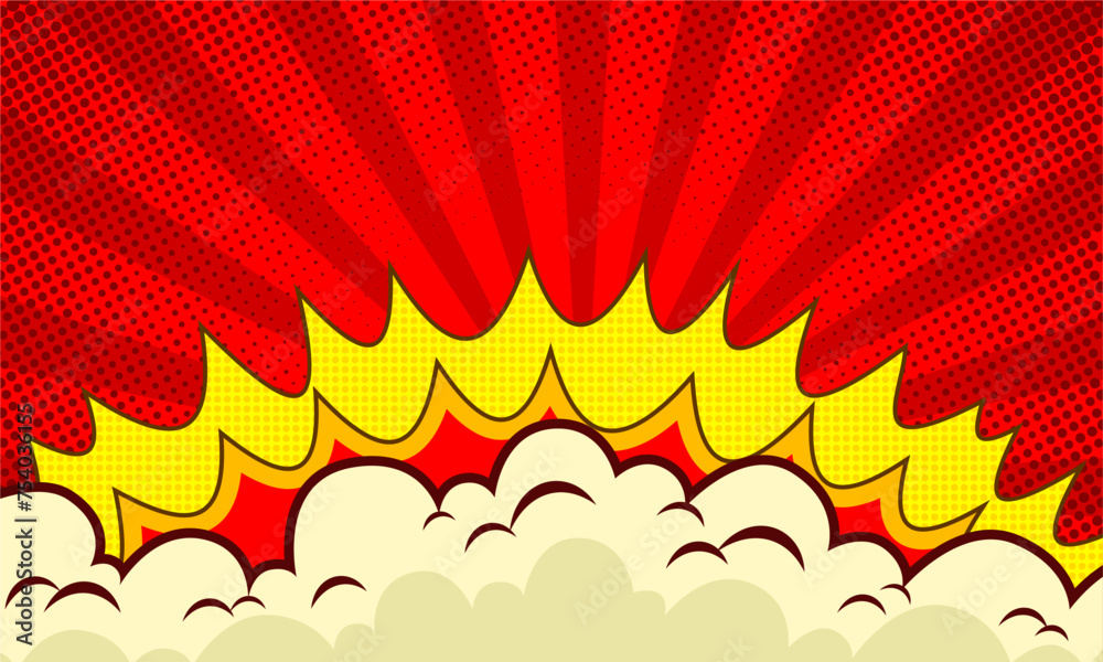 Comic burst explosion in red background Comic burst explosion in red background