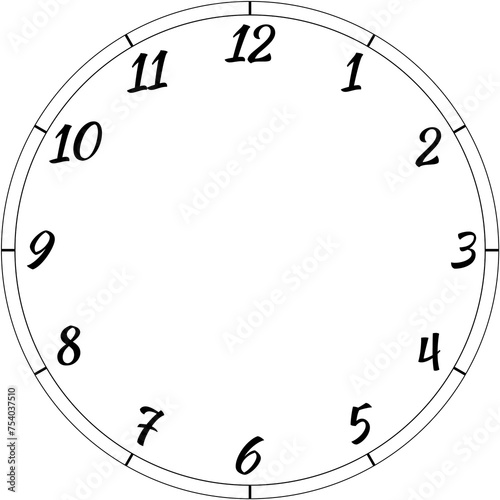 Illustration of clock numbers in black circle 2
