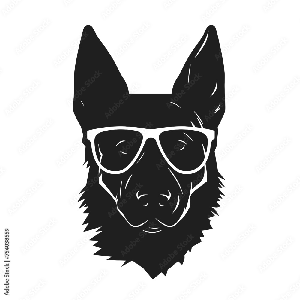 german shepherd dog silhouettes set, dogs silhouettes - vector illustration