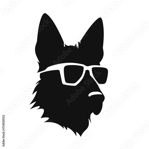 german shepherd dog silhouettes set, dogs silhouettes - vector illustration