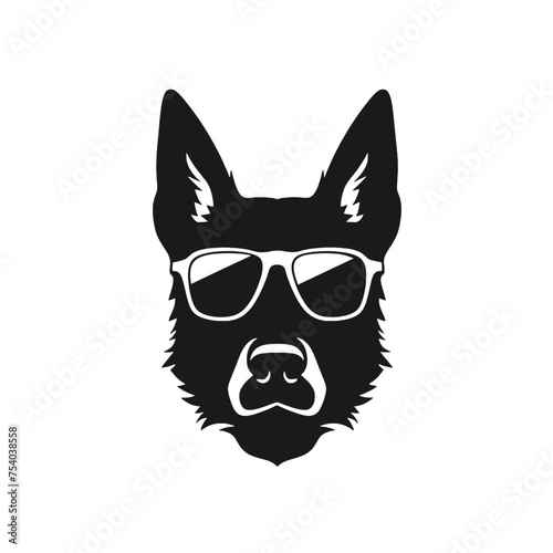 german shepherd dog silhouettes set, dogs silhouettes - vector illustration