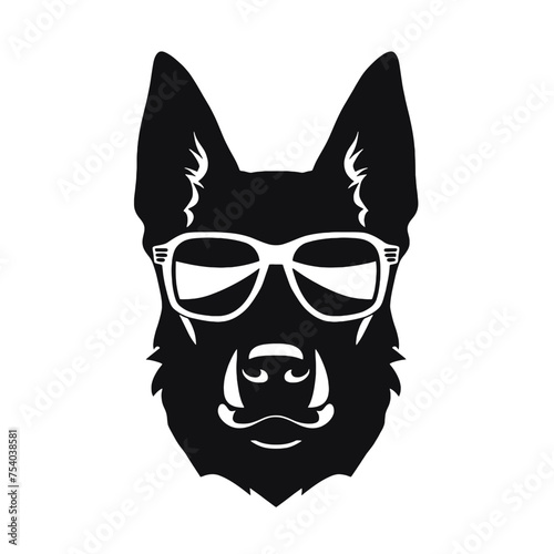 german shepherd dog silhouettes set, dogs silhouettes - vector illustration