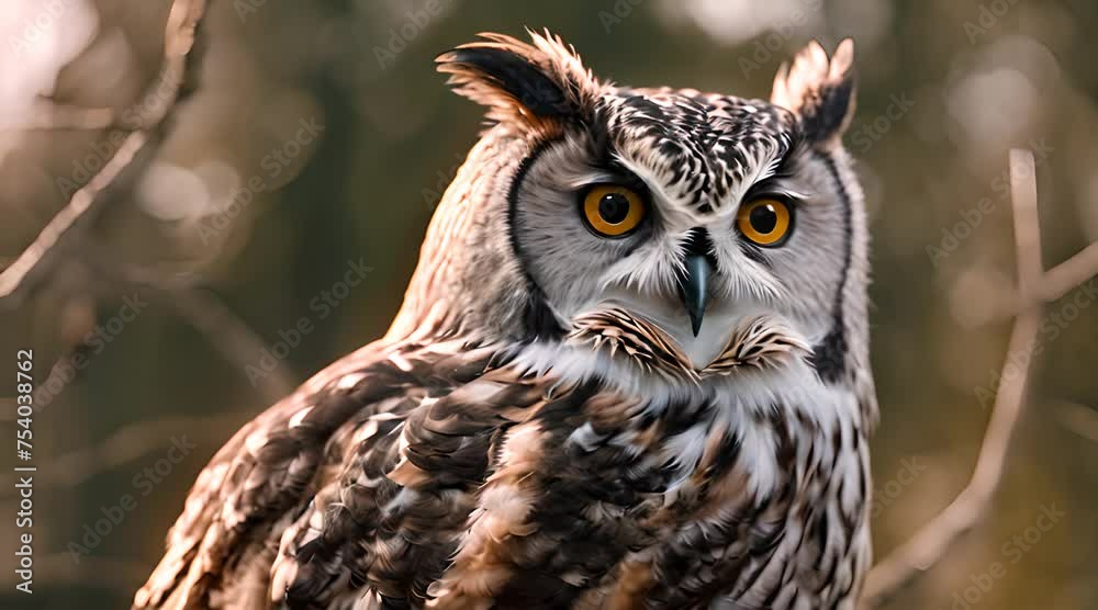 close up cinematic scene of a sharp eye owl with blurred background close up cinematic scene of a sharp eye owl with blurred background