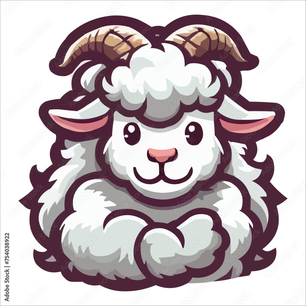 Angora Goat mascot vector illustration on white background