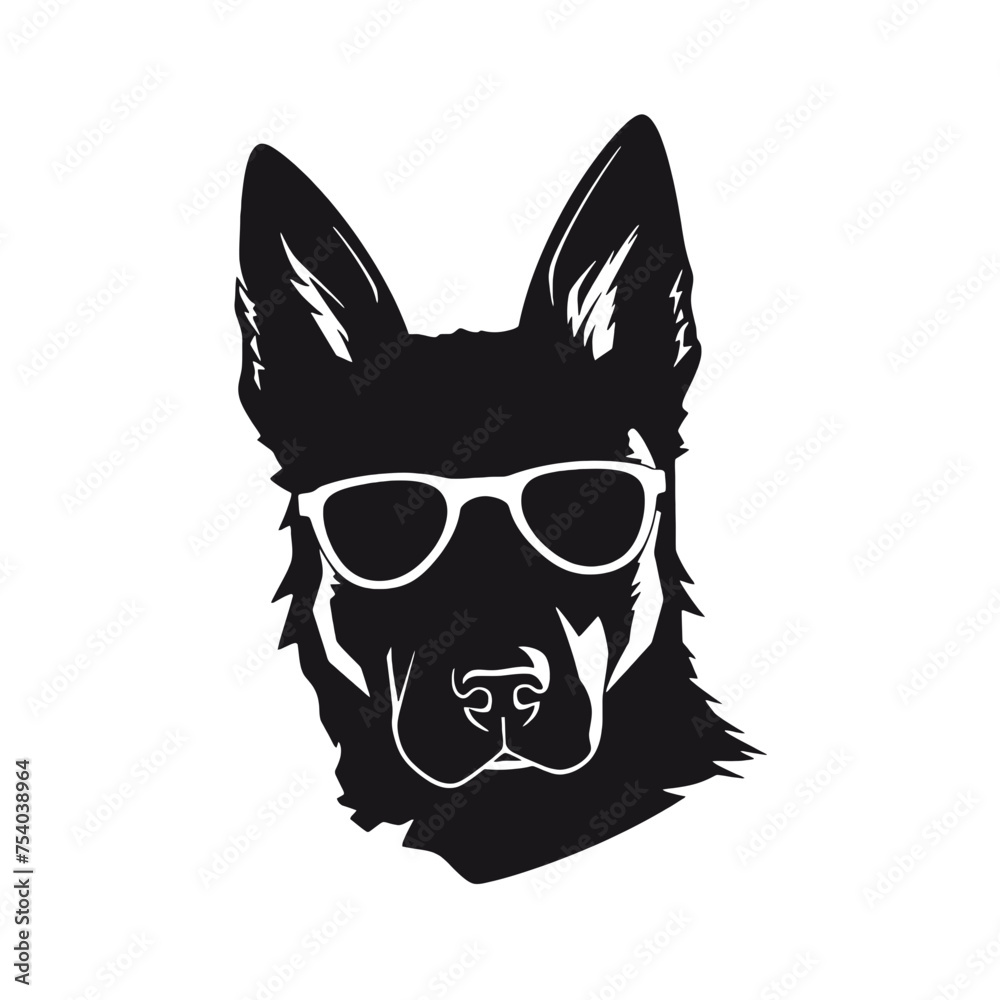 German shepherd dog black and white vector illustrations silhouette set isolated on white background German shepherd dog black and white vector illustrations silhouette set isolated on white background