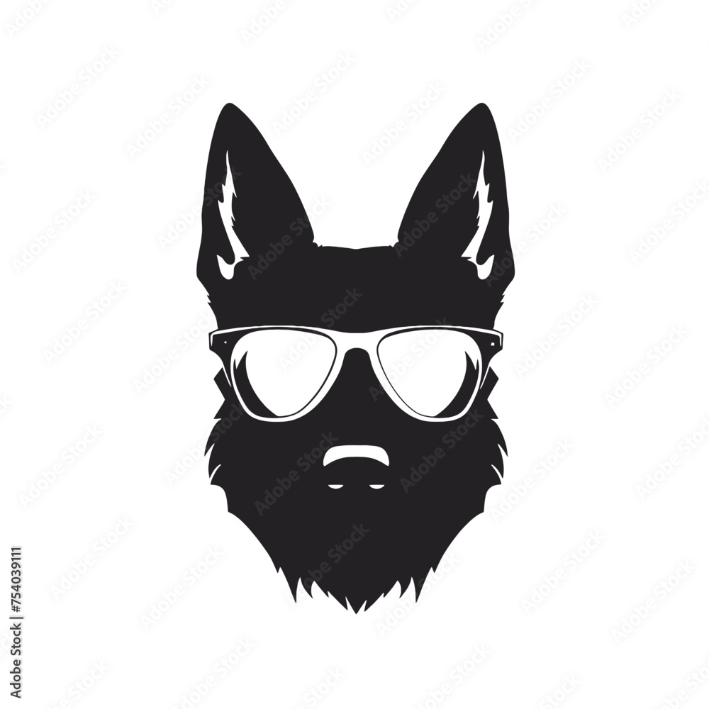 German shepherd dog black and white vector illustrations silhouette set isolated on white background German shepherd dog black and white vector illustrations silhouette set isolated on white background