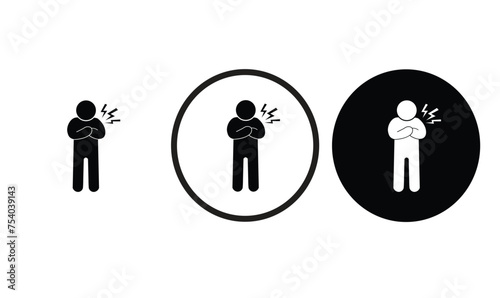 Chest pain icon black outline logo for web site design and mobile dark mode apps Vector illustration on a white background