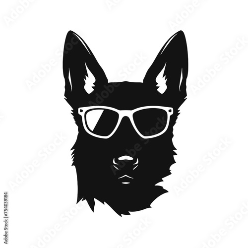 German shepherd dog black and white vector illustrations silhouette set isolated on white background