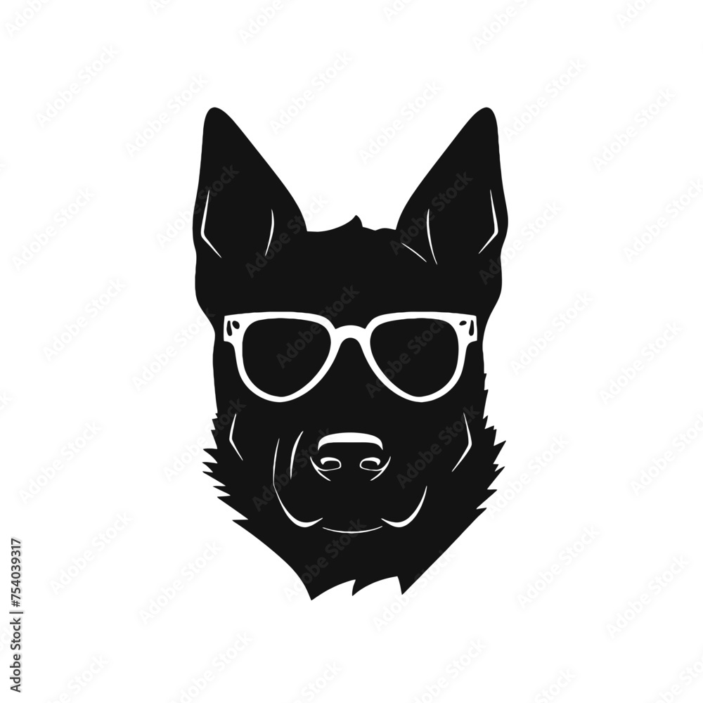German shepherd Face, Silhouettes Dog Face SVG, black and white German shepherd vector German shepherd Face, Silhouettes Dog Face SVG, black and white German shepherd vector