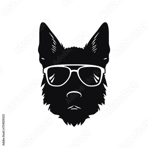 German shepherd Face, Silhouettes Dog Face SVG, black and white German shepherd vector © vectorcyan