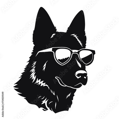German shepherd Face, Silhouettes Dog Face SVG, black and white German shepherd vector