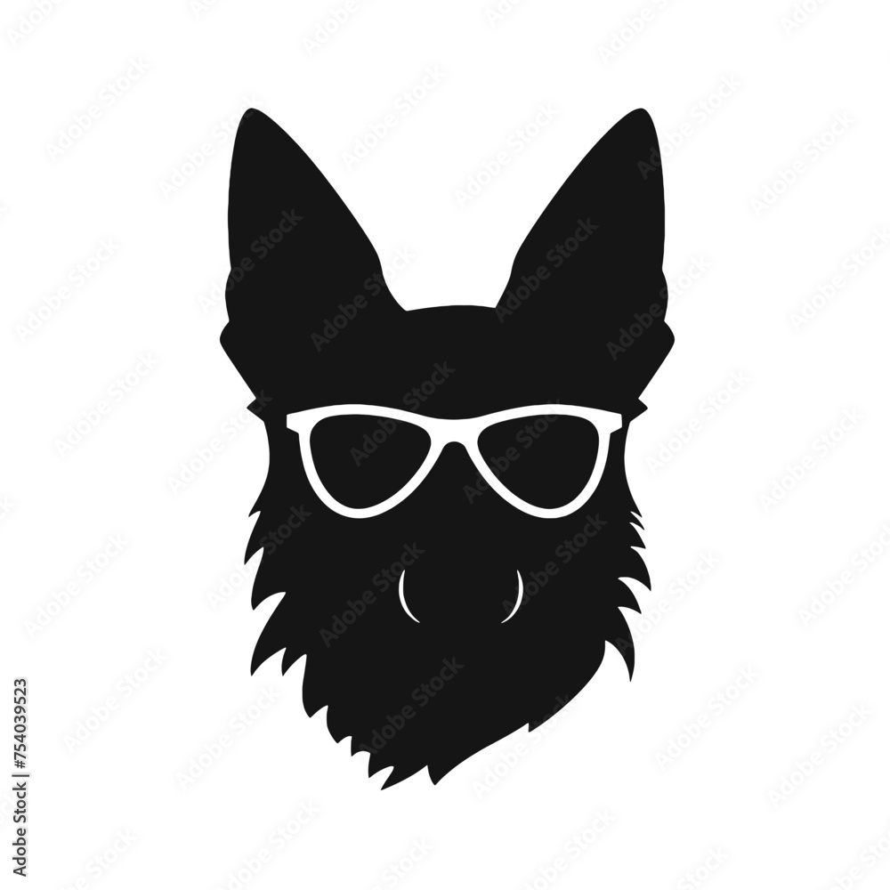 Fototapeta premium German shepherd Face, Silhouettes Dog Face SVG, black and white German shepherd vector
