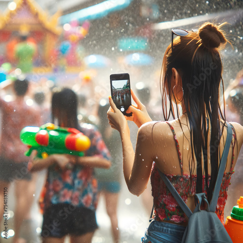Tourist Captures Songkran Festival Moments, Thailand