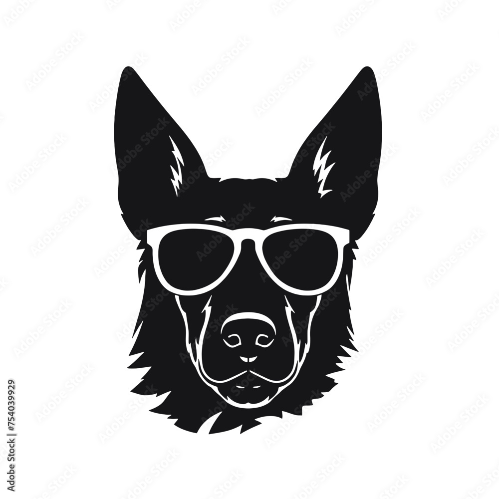 German Shepherd Dog Puppy Portrait. German shepherd Vector isolated illustration in black color on white background. Aggressive German shepherd dog breed pet. German Shepherd Dog Puppy Portrait. German shepherd Vector isolated illustration in black color on white background. Aggressive German shepherd dog breed pet.