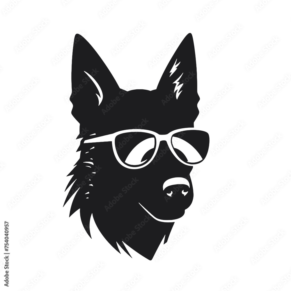 Vector illustration of German Shepherd dog  isolated on white background.