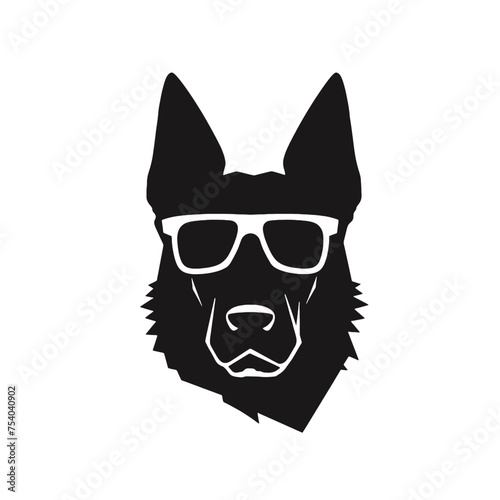 Vector illustration of German Shepherd dog isolated on white background.