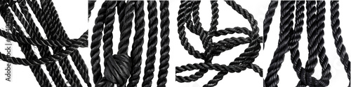 black ropes Hyperrealistic Highly Detailed Isolated On Transparent Background Png File
