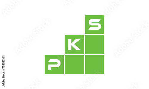 PKS initial letter financial logo design vector template. economics, growth, meter, range, profit, loan, graph, finance, benefits, economic, increase, arrow up, grade, grew up, topper, company, scale photo