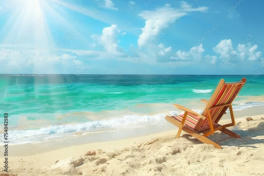 Lounge chair n the beach. generative ai.