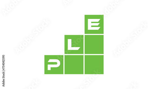 PLE initial letter financial logo design vector template. economics, growth, meter, range, profit, loan, graph, finance, benefits, economic, increase, arrow up, grade, grew up, topper, company, scale