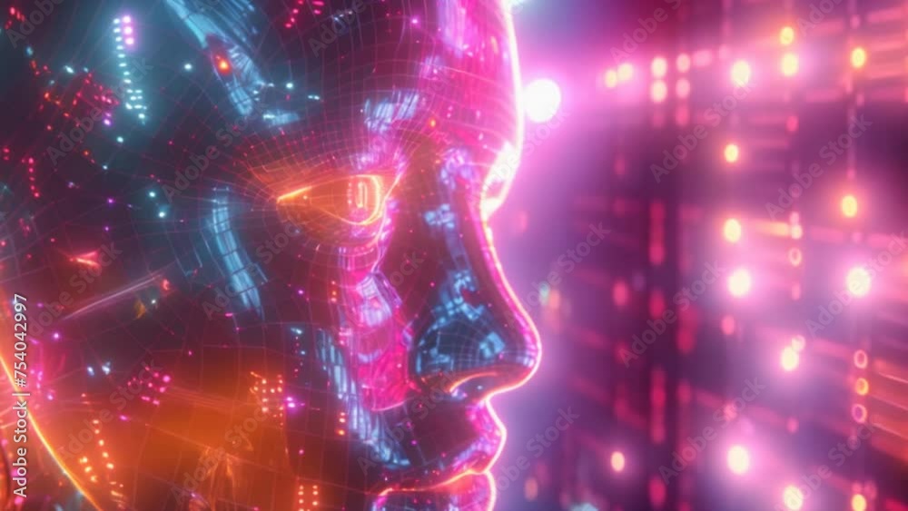 3D rendering of droid robot AI research. and cyborg development for people's future Digital data mining design 3D rendering of droid robot AI research. and cyborg development for people's future Digital data mining design