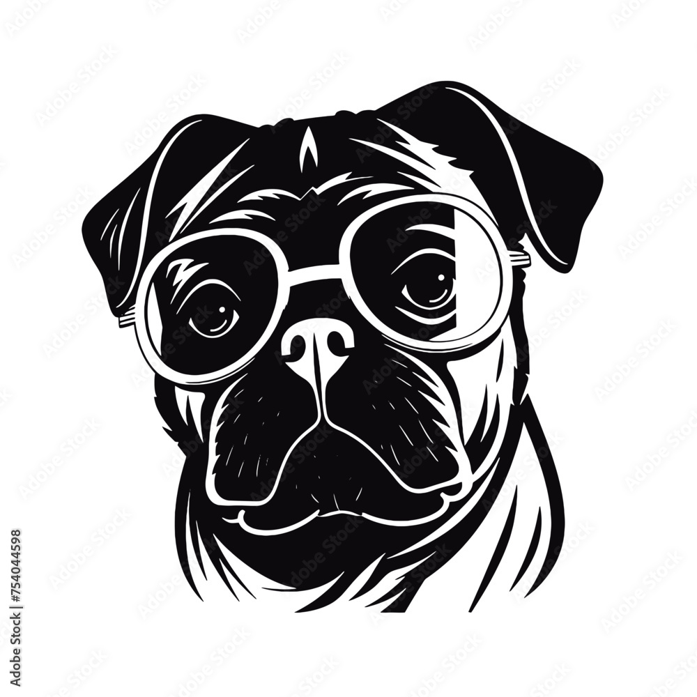 Pug dog. Head of an pug. Pets for design. Vector graphics to design. Pug dog. Head of an pug. Pets for design. Vector graphics to design.