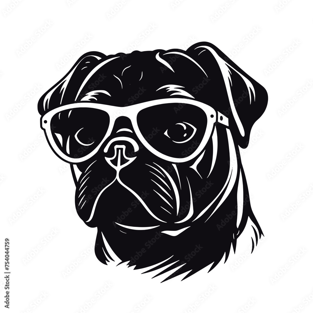 Pug dog face isolated on a white background, Vector, Illustration. Pug dog face isolated on a white background, Vector, Illustration.