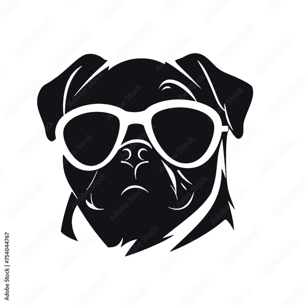 Pug dog face isolated on a white background, Vector, Illustration. Pug dog face isolated on a white background, Vector, Illustration.