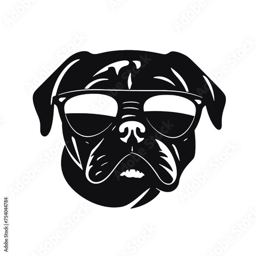 Pug dog face isolated on a white background, Vector, Illustration.