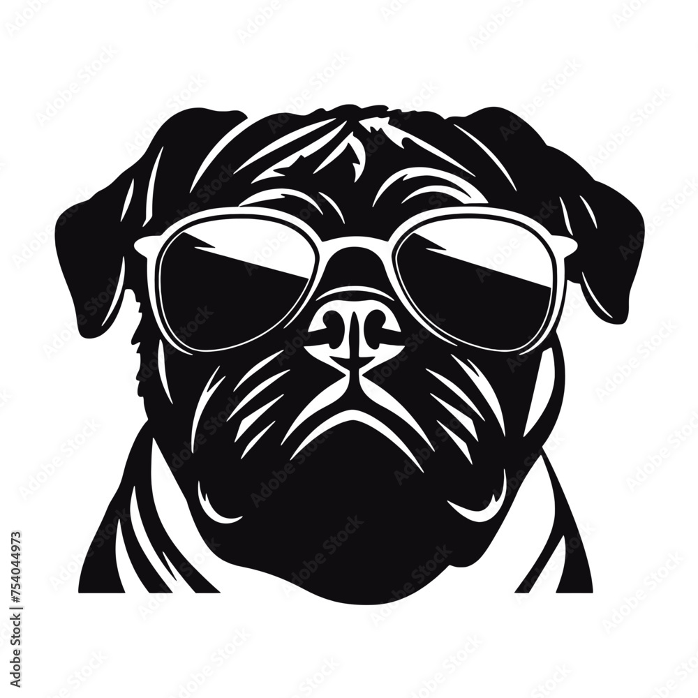 Pug dog face isolated on a white background, Vector, Illustration. Pug dog face isolated on a white background, Vector, Illustration.