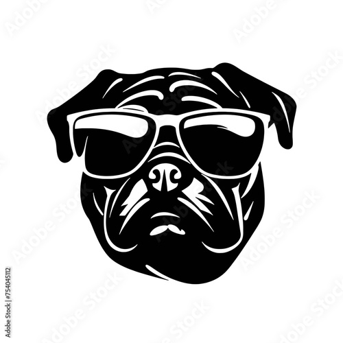 Pug dog face isolated on a white background, Vector, Illustration.