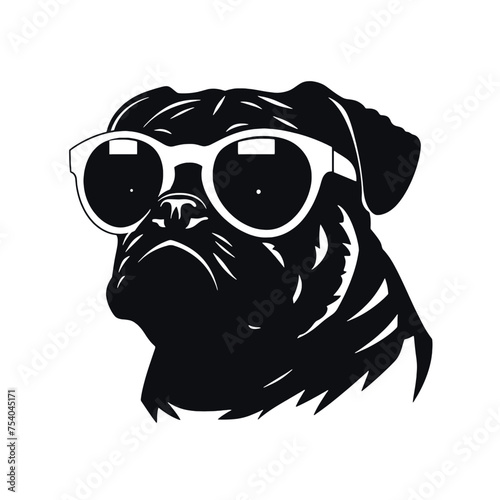 Pug dog face isolated on a white background  Vector  Illustration.