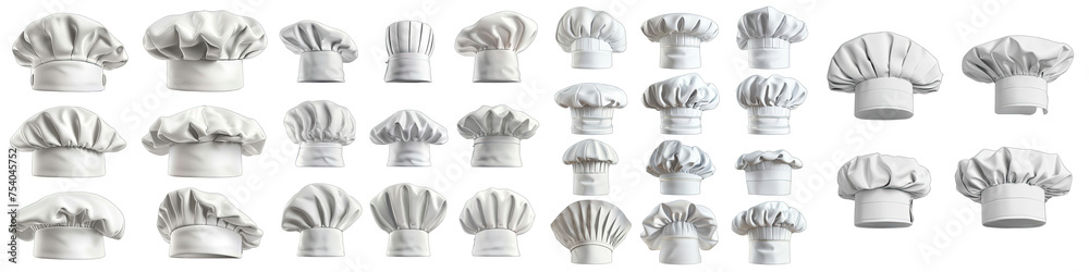 chef hats  Hyperrealistic Highly Detailed Isolated On Transparent Background Png File - obrazy, fototapety, plakaty 