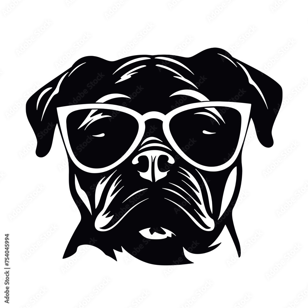portrait of Playful Pug Illustration portrait of Playful Pug Illustration