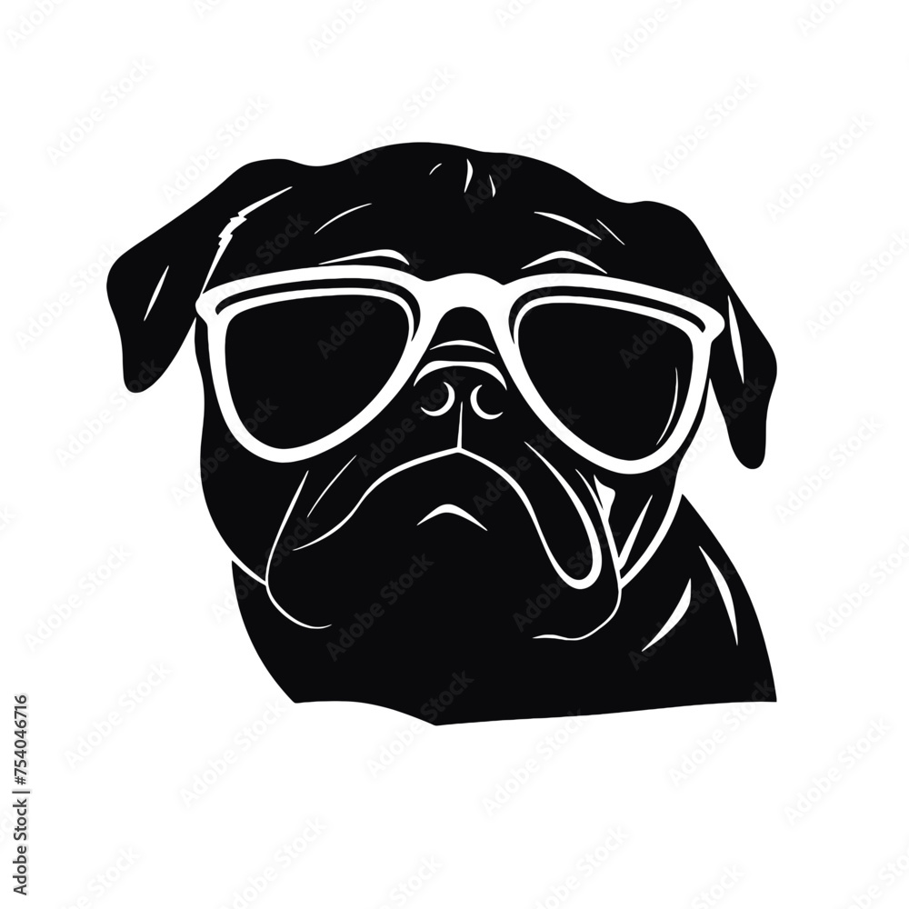 cool pug wearing sunglasses vector illustration cool pug wearing sunglasses vector illustration
