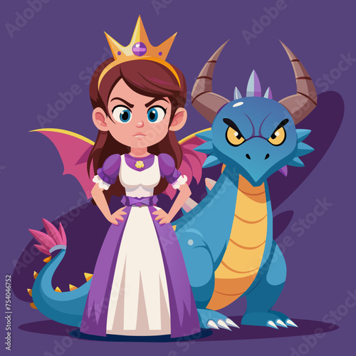 Dragonhearted Rebel She's Not Your Average Princess  Illustrate a rebellious girl standing defiantly alongside her dragon ally, challenging norms with her attitude