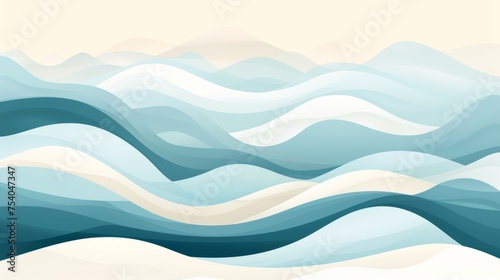 Tranquil spring horizon abstract background in pale blue, ivory, and soft apricot clouds