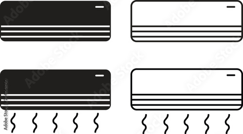 Air conditioner flat icons Set. Vectors from hotel and restaurant. Conditioner vent heat editable stock on transparent background. Air flow condition cool related to electronics, Household appliances. photo