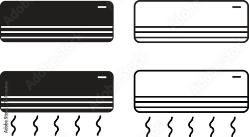 Air conditioner flat icons Set. Vectors from hotel and restaurant. Conditioner vent heat editable stock on transparent background. Air flow condition cool related to electronics, Household appliances.