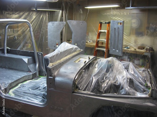 Auto Body Repair, Primer Gray, 1990s Vehicle Restoration  photo