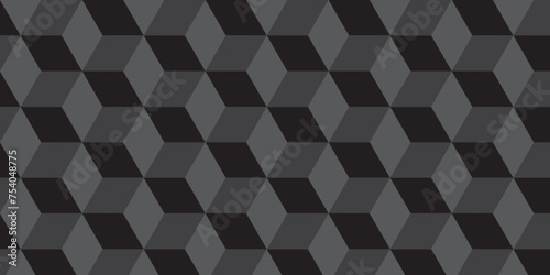 Seamless abstract black and gray stripe rectangles hexagon type cube geometric pattern. modern square diamond mosaic pattern. retro ornament grid tiles and wallpaper used for background.
