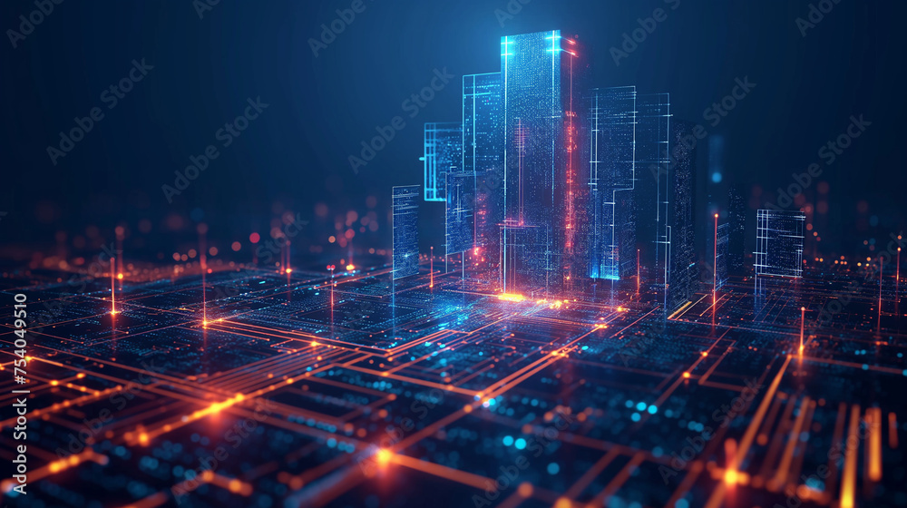 Fototapeta premium Isometric big data concept, database. Abstract technology background. Vector illustration.