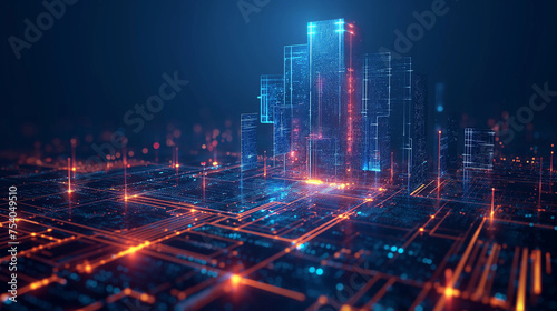 Isometric big data concept, database. Abstract technology background. Vector illustration.