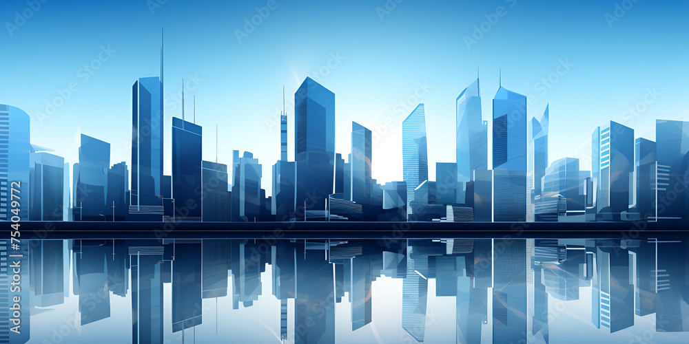 3d rendering high rise building with blue sky background