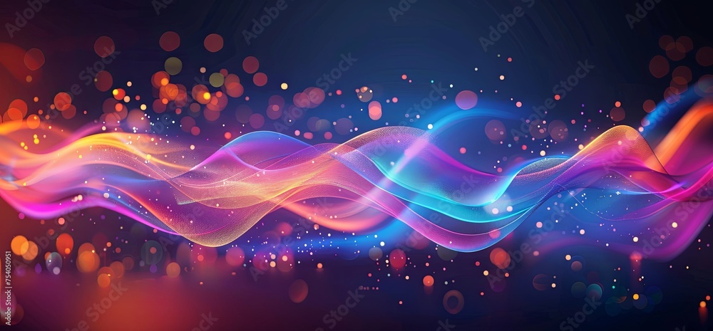 Fototapeta premium Abstract colorful light swirls and bokeh background.
