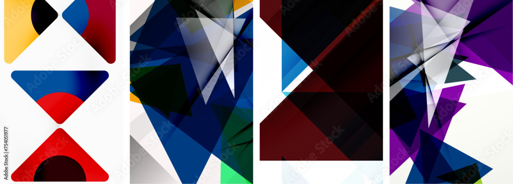 Set of abstract random triangle composition backgrounds. Vector illustration for for wallpaper, business card, cover, poster, banner, brochure, header, website Set of abstract random triangle composition backgrounds. Vector illustration for for wallpaper, business card, cover, poster, banner, brochure, header, website