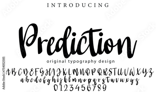 Prediction Font Stylish brush painted an uppercase vector letters, alphabet, typeface