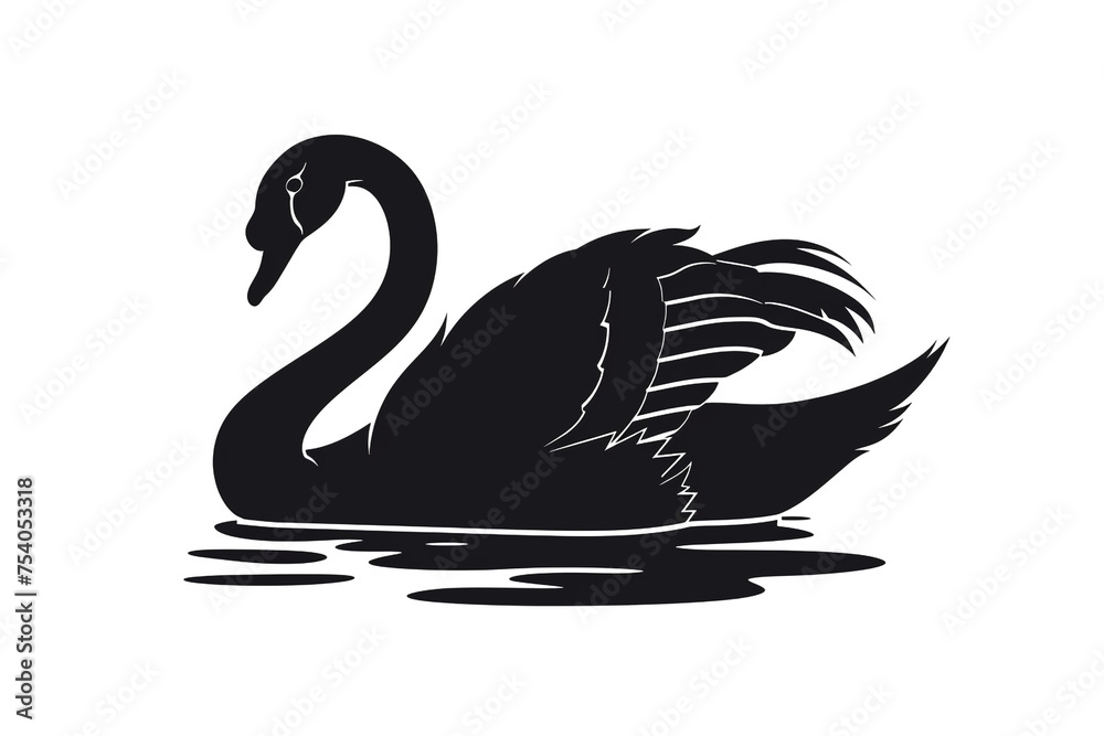swan silhouette icon Vector on a White background